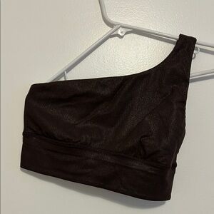 lululemon athletica Dark Brown One-Shoulder Crop Top